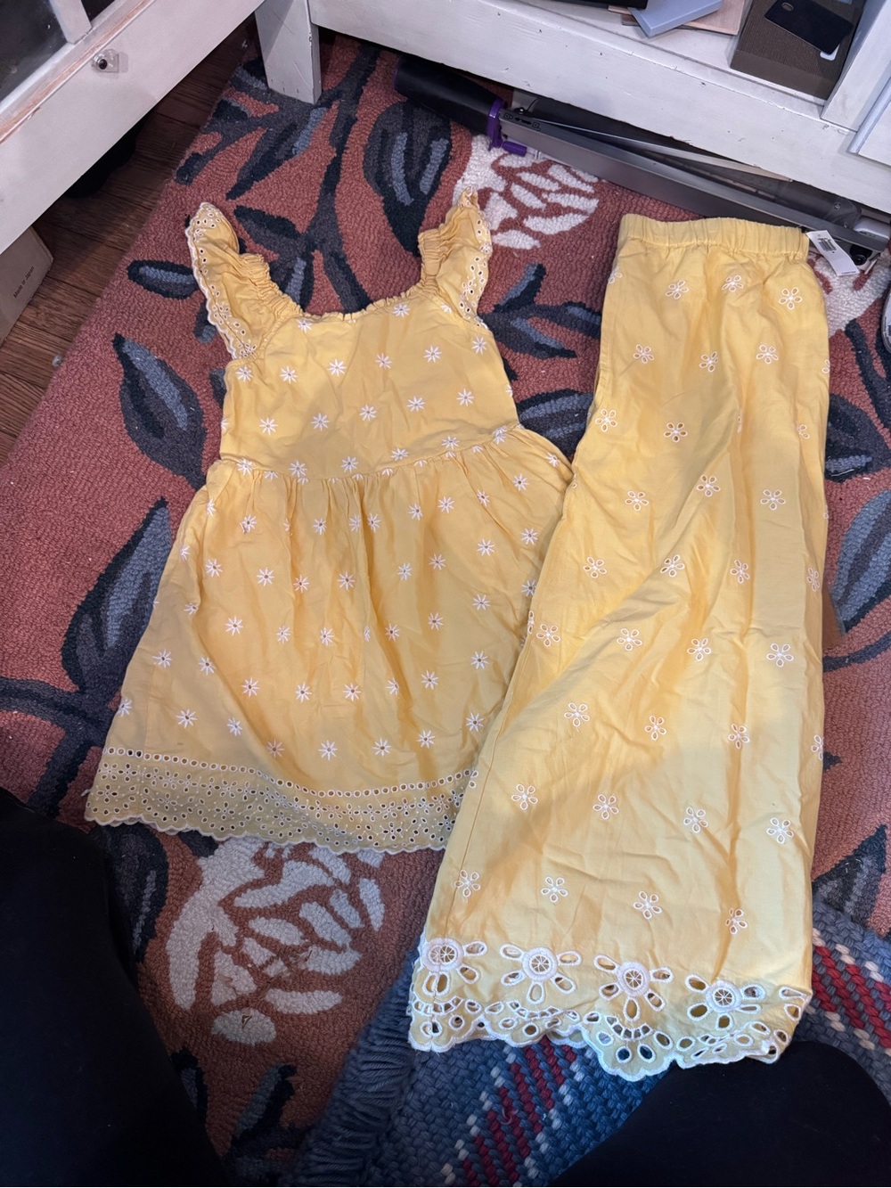 Old Navy Yellow Eyelet Dress & matching Adult Skirt Set - mommy and me